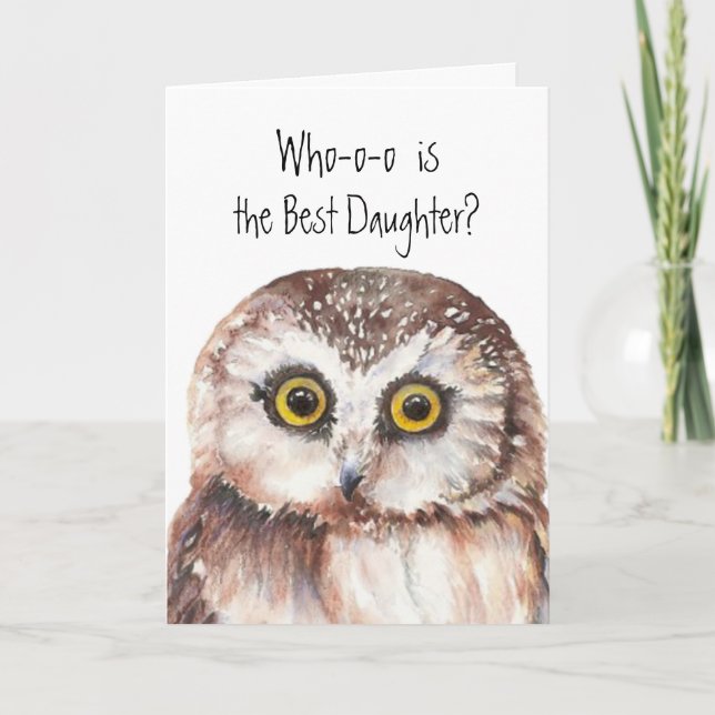Carte Humour mignon de hibou de meilleure fille faite (Devant)