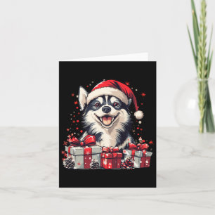 Carte Husky Santa Hat Funny Noël Sibérien Husky Chien