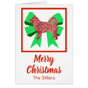 Carte Husky Siberian Cute Christmas Dog Bow Card