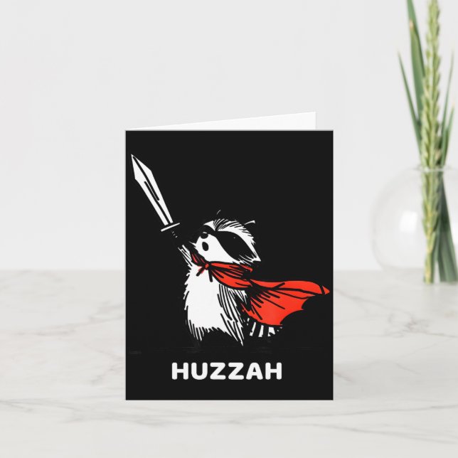 Carte Huzzah Raccoon Knight Funny Sword Meme Quote  (Devant)