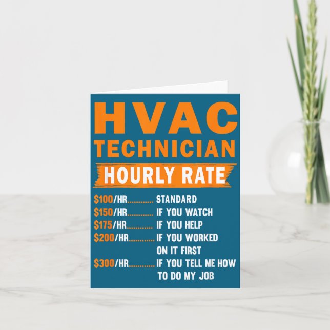 Carte Hvac Technician Hourly Rate Funny Hvac Mechanic Sa (Devant)