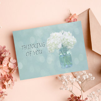 Carte Hydrangea Blanche Pensée Pour Vous Dans Un Vase Ca