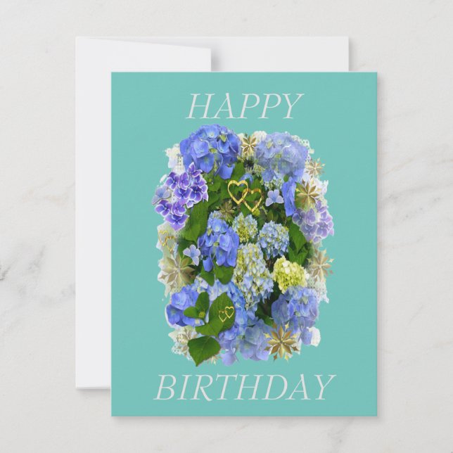 CARTE HYDRANGEA FLEURS JOYEUX ANNIVERSAIRE (Devant)