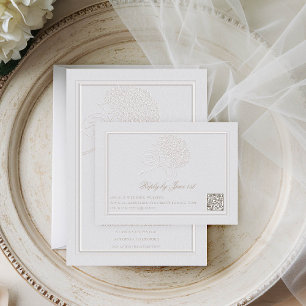 Carte Hydrangea Formal Elegal Ivory QR Réponse Mariage