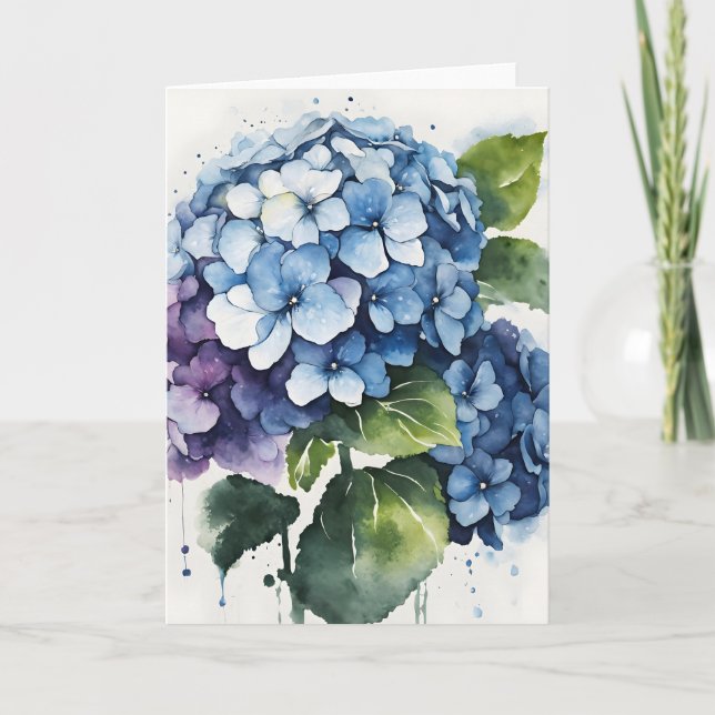 Carte Hydrangea - Watercolor flowers (Devant)