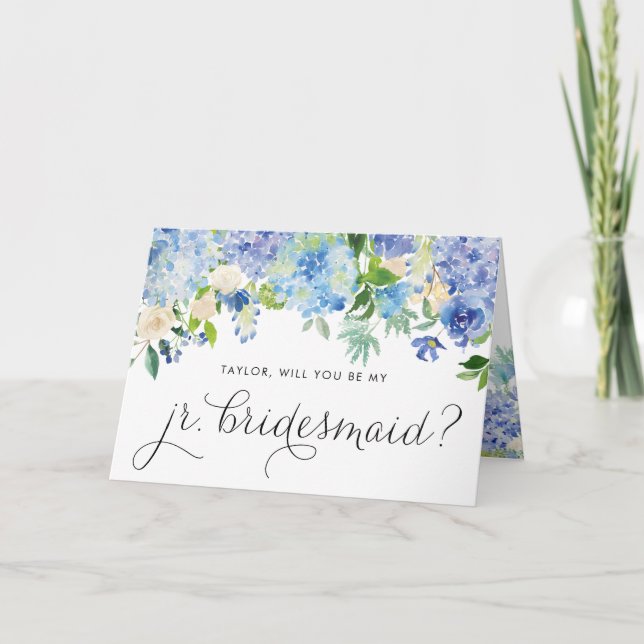 Carte Hydrangeas Bleues Seras-Tu Ma Jeune Femme D'Accuei (Devant)