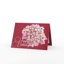 Hydrangée rose/blanc fond blanc Joyeux anniversair