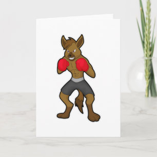 Carte Hyène à la boxe avec des gants de boxe