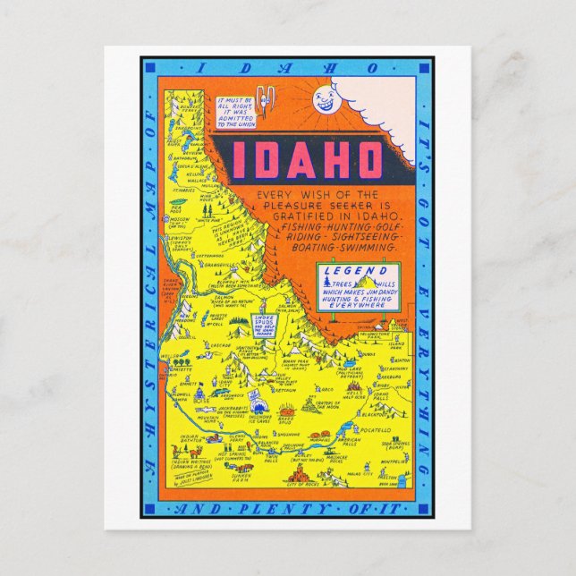 Carte Hystérique Rétro de Idaho 1949 (Devant)