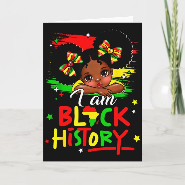 Carte I Am Black History Afro Girl Little Melanin Prince (Devant)