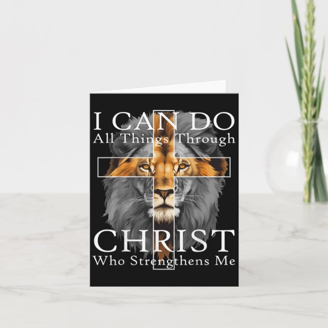 Carte I Can Do All Things Through Christ Christian Lion  (Devant)
