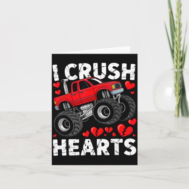Carte I Crush Hearts Valentine Monster Truck Boys Toddle (Devant)