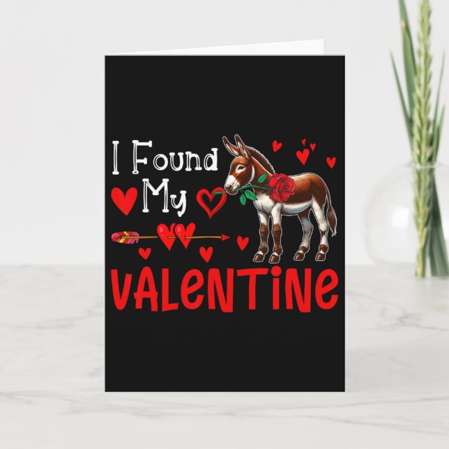Carte I Found My Valentine Donkey With Flower Farmer Cut (Devant)