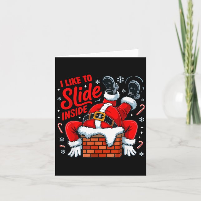 Carte I Like To Slide Inside Funny Santa Couple Matching (Devant)