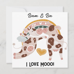 Carte I Looo Mooo Cute Cow Customisé Cadeau Lui