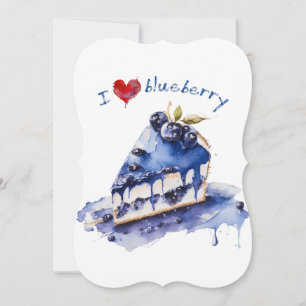 Carte I Love Blueberry TShirt, Blueberry Cake Aquarelle