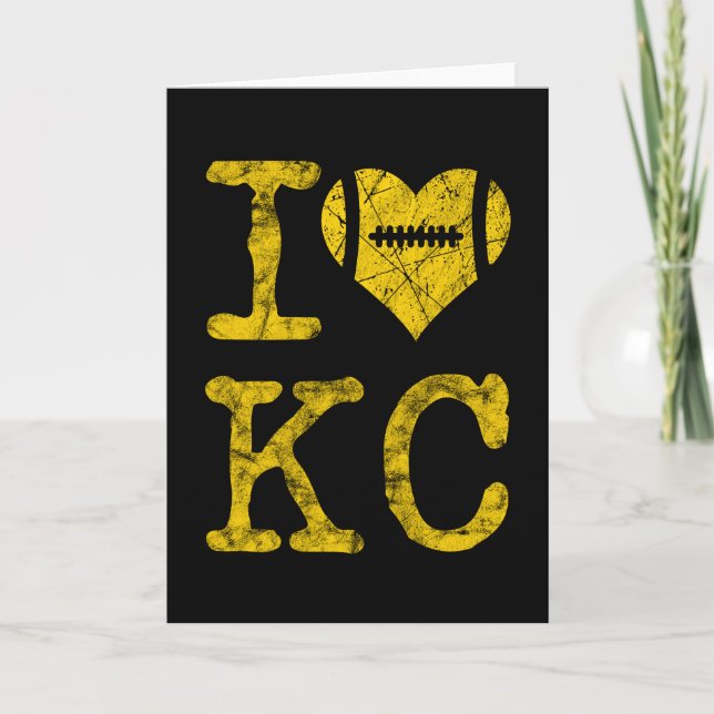 Carte I Love Kansas City Heart Football Valentines Day (Devant)