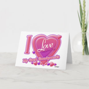 Carte I Love My Great Grand-parents rose/violet - coeur