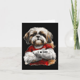 Carte I Love Papa Tattoo Shih Tzu Papa Drôle Fête des pè