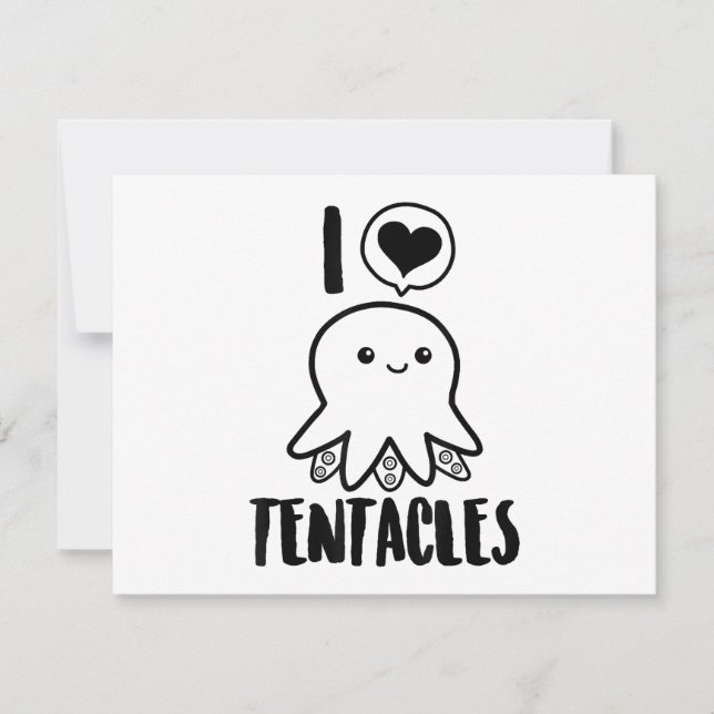 Carte I Love Tentacles T-shirt Cute Octopus Tee (Devant)