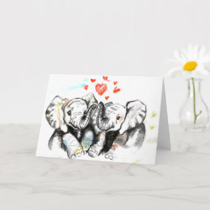 Carte I Love You Card Elephants Amour romantique