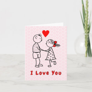 Carte I Love You Card Romantic Couple Nom du texte perso