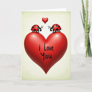 Carte I Love You coccinelle à pois