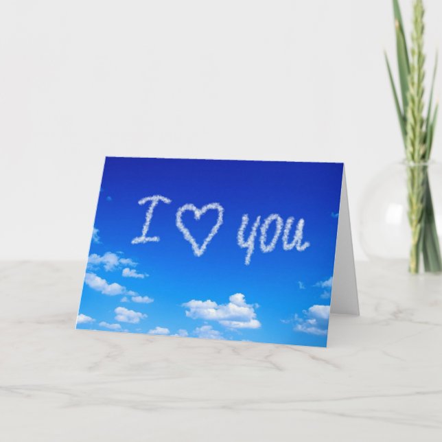 Carte "I Love You" écrit le ciel (Devant)