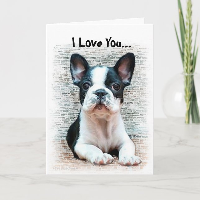 Carte I Love You French Bulldog puppy (Devant)