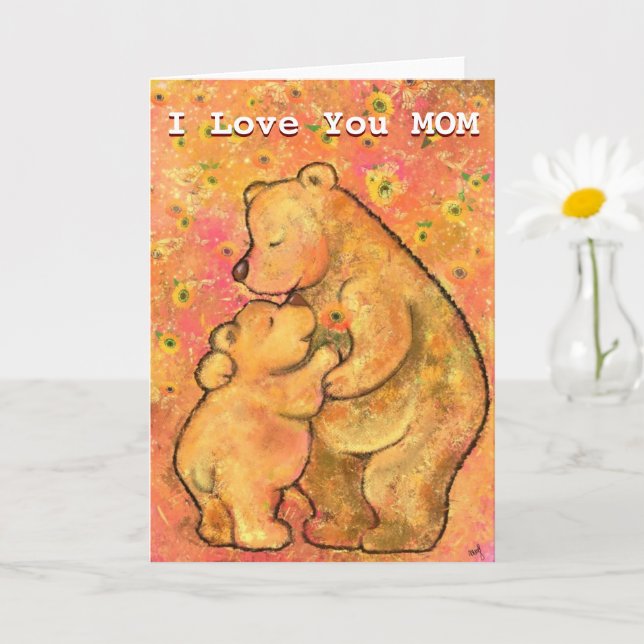 Carte I Love You Maman Card Maman et bébé Ours (Petite plante)