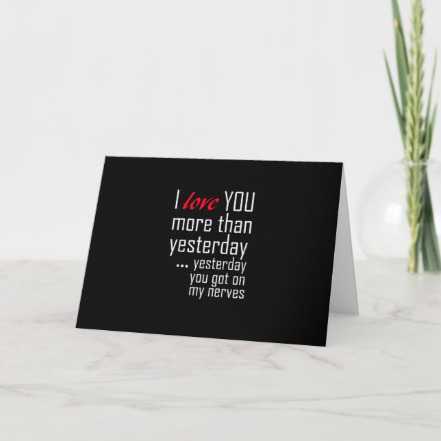Carte I Love You More Than Yesterday Romantic Design  (Devant)
