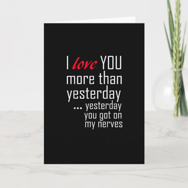 Carte I Love You More Than Yesterday Romantic Design  (Devant)