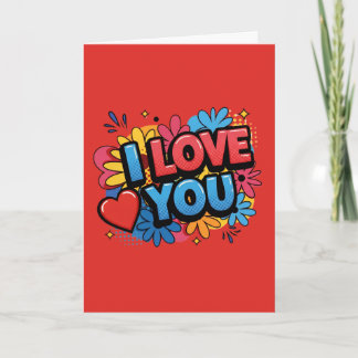 Carte I Love You Pop Art Design Card 