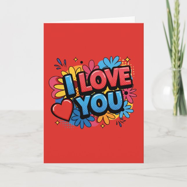 Carte I Love You Pop Art Design Card  (Devant)
