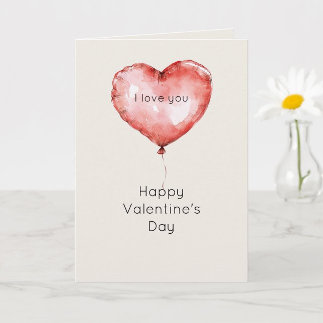 Carte I Love You Red Heart Balloon Valentine's Day (Petite plante)