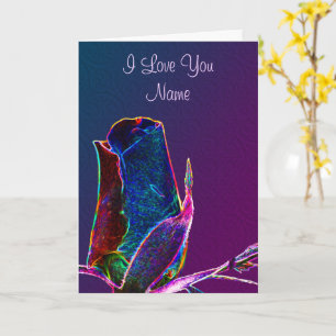 Carte I Love You Rosebud Flower Personnalisé