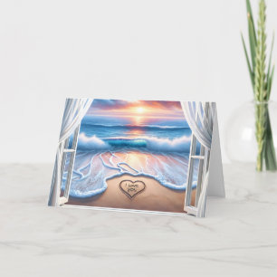 Carte I Love You Text In Beach Sand for Anniversary
