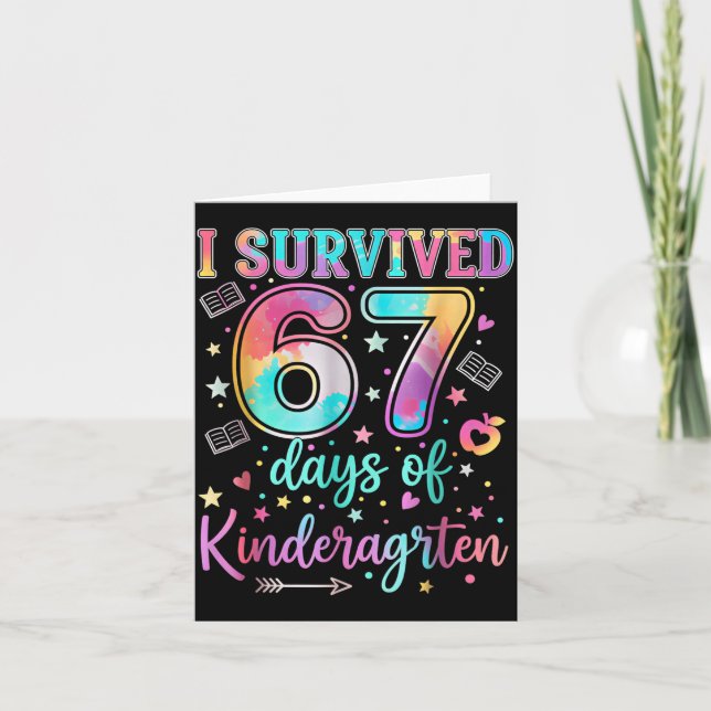 Carte I Survived 67 Days Of Kindergarten Funny Six Seven (Devant)