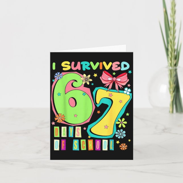 Carte I Survived 67 Days Of School Coquette Bow Teachers (Devant)