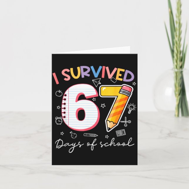 Carte I Survived 67 Days Of School Funny Meme Teacher St (Devant)