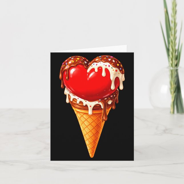 Carte Ice Cream Heart Funny Drip Valentines Day Boys Gir (Devant)