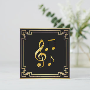 Carte Icônes musicales, or sur noir,