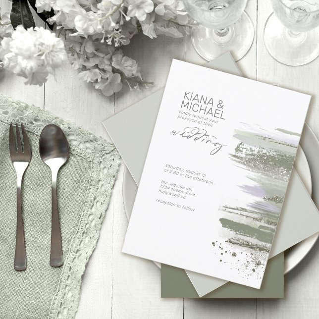 Carte ID de Mariage Abstrait Paint Strokes ID886 (Créateur téléchargé)