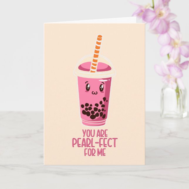 Carte Idéal pour moi boba perle thé boisson kawaii rose (Orchidée)
