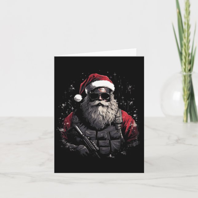 Carte Idée cadeau Noël Père Noël tactique de Noël  (Devant)