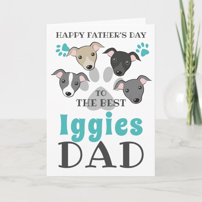 Carte Iggies Papa Chien Greyhound Italien Drôle Fête des (Devant)