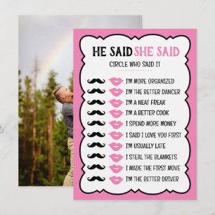 Carte Il A Dit Qu'Elle A Dit Fête des mariées Game Card