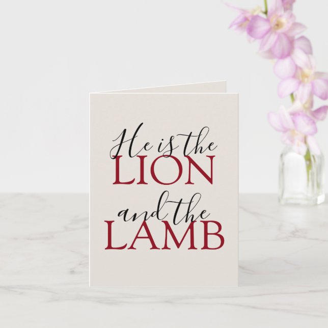 Carte Il est le Lion et l'Agneau Sympathie Plié (Orchidée)