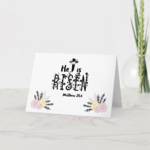 Carte Il est ressuscité Floral Écriture