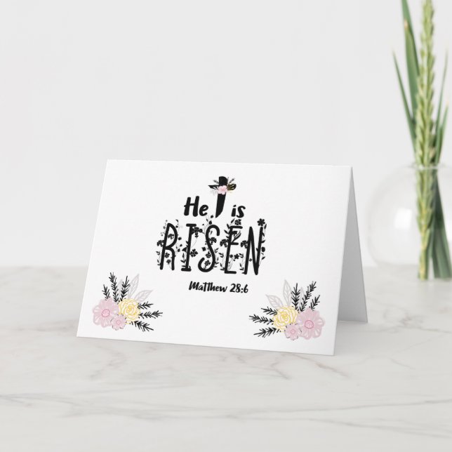Carte Il est ressuscité Floral Écriture (Devant)